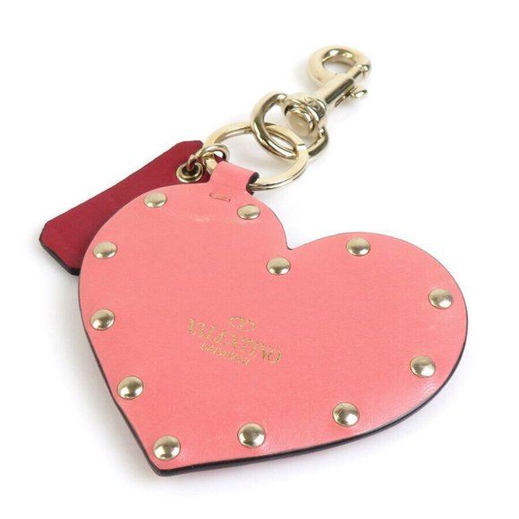 Auth Valentino Garavani Rockstud Charm Pink/Gold Leather/Metal - Picture 1 of 16